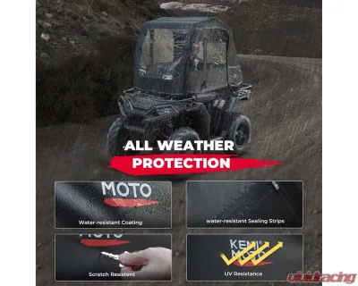 Kemimoto ATV Cab Enclosure Full Vision Heavy Duty Winter Cabin Cover - B0115-01301BK