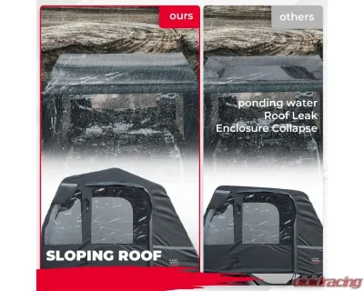 Kemimoto ATV Cab Enclosure Full Vision Heavy Duty Winter Cabin Cover - B0115-01301BK