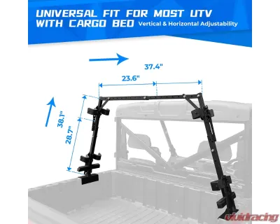 Kemimoto UTV Sporting Clays Shotgun Holders / Universal 4 Gun Bed Rack - B0116-00501BK
