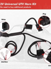 Kemimoto UTV Horn Kit w/ Rocker Switch 12V Polaris RZR Ranger / PRO XP | Can Am 2013-2023                                     - B0117-00202BK - Image 7