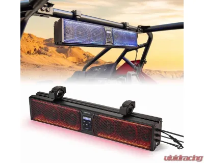 Kemimoto UTV Sound Bar RGB 26'' Bluetooth Multicolor Lights 500W Amplifier 1.75''-2'' Roll Bar - B0117-01801BK