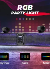 Kemimoto UTV Sound Bar RGB 26'' Bluetooth Multicolor Lights 500W Amplifier 1.75''-2'' Roll Bar                                     - B0117-01801BK - Image 4