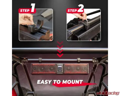 Kemimoto UTV Sound Bar RGB 26'' Bluetooth Multicolor Lights 500W Amplifier 1.75''-2'' Roll Bar - B0117-01801BK