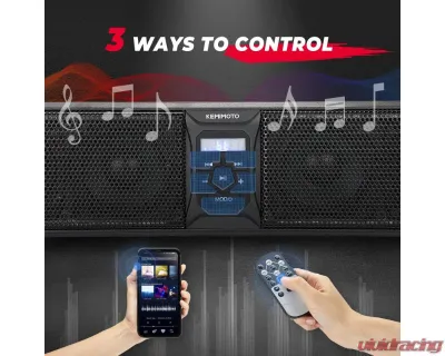 Kemimoto UTV Sound Bar RGB 26'' Bluetooth Multicolor Lights 500W Amplifier 1.75''-2'' Roll Bar - B0117-01801BK