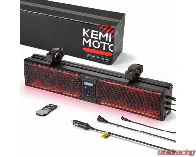 Kemimoto UTV Sound Bar RGB 26'' Bluetooth Multicolor Lights 500W Amplifier 1.75''-2'' Roll Bar - B0117-01801BK