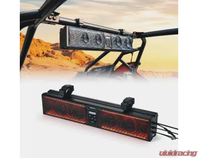 Kemimoto UTV Sound Bar RGB 26'' Bluetooth Multicolor Lights 500W Amplifier 1.75''-2'' Roll Bar - B0117-01801BK