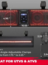 Kemimoto UTV Sound Bar / IP65 Waterproof Dustproof Bluetooth Connectivity 16" ATV SoundBar                                     - B0117-01901BK - Image 3