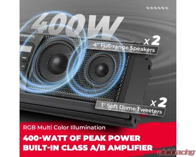 Kemimoto UTV Sound Bar / IP65 Waterproof Dustproof Bluetooth Connectivity 16" ATV SoundBar - B0117-01901BK