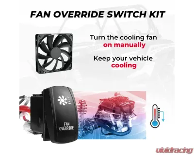 Kemimoto ATV UTV Fan Override Switch Kit w/ Relay LED Rocker Switch - B0401-01401BK