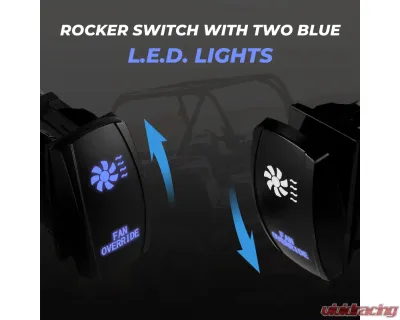 Kemimoto ATV UTV Fan Override Switch Kit w/ Relay LED Rocker Switch - B0401-01401BK
