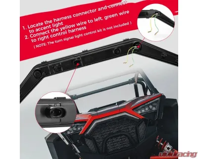 Kemimoto Flowing Turn Signal Light / Front Accent Light LED Center Grill Fang Light Polaris RZR PRO XP 2020-2023 - B0801-00304CL
