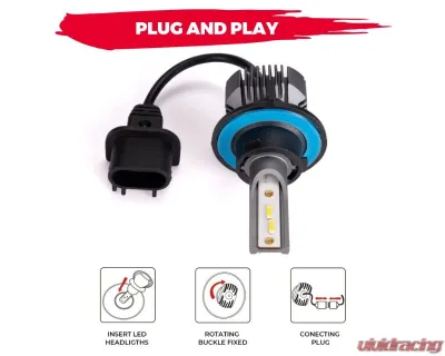 Kemimoto LED Headlight Light Bulb / H13 CSP Chips Led Head Light Bulbs 2pc Polaris RZR Ranger - B0801-00602