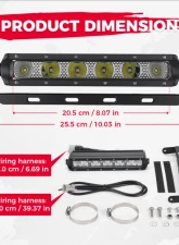 Kemimoto UTV LED Light Bar 8" K Glow 26W Off Road Flood Spot Beam Combo                                     - B0801-03301BK - Image 2