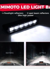 Kemimoto UTV LED Light Bar 8" K Glow 26W Off Road Flood Spot Beam Combo                                     - B0801-03301BK - Image 4