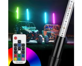 Kemimoto 5ft RGB LED Whip Lights 1pc ATV / UTV / RZR