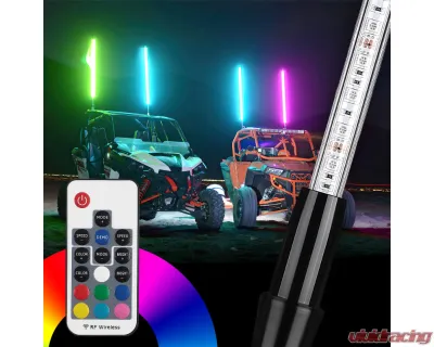 Kemimoto 5ft RGB LED Whip Lights 1pc ATV / UTV / RZR - B0804-00101BK
