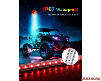 Kemimoto 5ft RGB LED Whip Lights 1pc ATV / UTV / RZR - B0804-00101BK