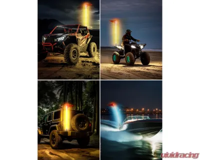 Kemimoto 5ft RGB LED Whip Lights 1pc ATV / UTV / RZR - B0804-00101BK