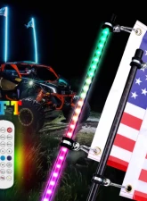Kemimoto 3ft Black Limited LED Whip Light 366 colors 2pc w/ RF Remote Control                                     - B0804-01001BK - Image 8