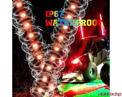 Kemimoto 3ft Black Limited LED Whip Light 366 colors 2pc w/ RF Remote Control - B0804-01001BK