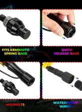 Kemimoto 3ft Black Limited LED Whip Light 366 colors 2pc w/ RF Remote Control                                     - B0804-01001BK - Image 4