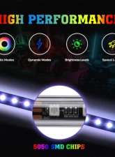 Kemimoto 3ft Black Limited LED Whip Light 366 colors 2pc w/ RF Remote Control                                     - B0804-01001BK - Image 5