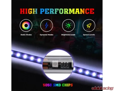 Kemimoto 3ft Black Limited LED Whip Light 366 colors 2pc w/ RF Remote Control - B0804-01001BK