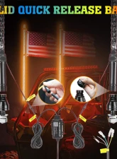 Kemimoto 2pc 3ft LED Whip Lights w/ Bluetooth w/ Can-Am | Polaris RZR                                     - B0804-01802CL - Image 6