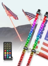 Kemimoto 4Ft Spiral Whip Light w/ RF Remote Control 366 Colors 2pc                                     - B0804-01901CL - Image 10