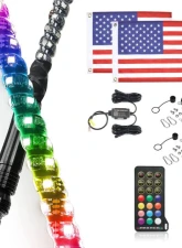 Kemimoto 4Ft Spiral Whip Light w/ RF Remote Control 366 Colors 2pc                                     - B0804-01901CL - Image 8