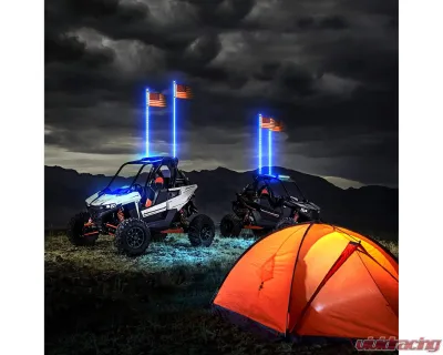 Kemimoto 2pc 4ft LED Whip Lights w/ Bluetooth Can-Am | Polaris RZR - B0804-01902CL