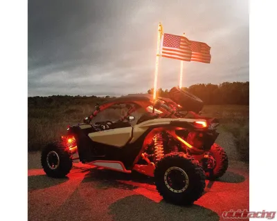 Kemimoto 2pc 4ft LED Whip Lights w/ Bluetooth Can-Am | Polaris RZR - B0804-01902CL