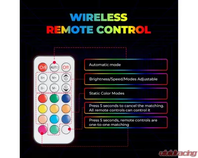 Kemimoto 5FT UTV ATV Spiral Whip Light w/ RF Remote Control 2pc - B0804-02001CL