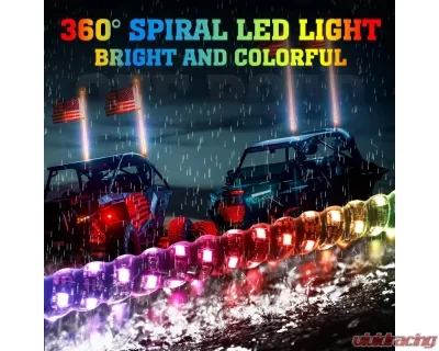 Kemimoto 2pc 5t UTV ATV Spiral Whip Light w/ RF Remote Control | Bluetooth Control - B0804-02002CL