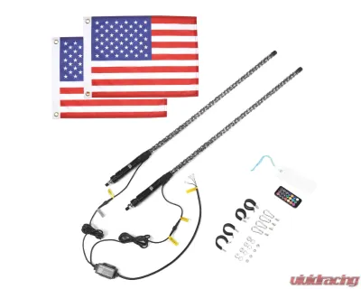 Kemimoto 2pc 5t UTV ATV Spiral Whip Light w/ RF Remote Control | Bluetooth Control - B0804-02002CL