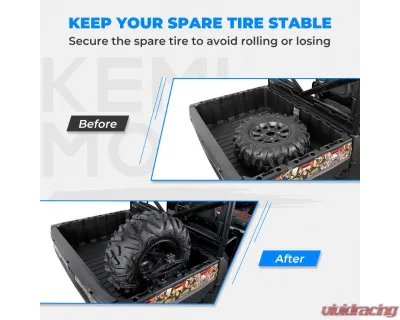 Kemimoto UTV Spare Tire MountPolaris Ranger General 1000 26"- 33" Spare Tire Carrier Rack - B1001-01301BK