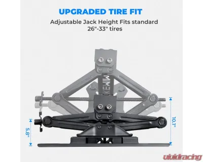 Kemimoto UTV Spare Tire MountPolaris Ranger General 1000 26"- 33" Spare Tire Carrier Rack - B1001-01301BK