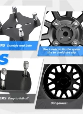 Kemimoto UTV Spare Tire MountPolaris Ranger General 1000 26"- 33" Spare Tire Carrier Rack                                     - B1001-01301BK - Image 4