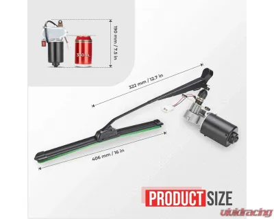 Kemimoto 12V Electric Windshield Wiper Kit 16" UTV Polaris RZR / Ranger | Can-Am - B1201-00901