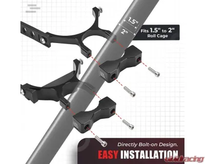 Kemimoto UTV Fire Extinguisher Holder Polaris RZR / Can Am X3 / Kawasaki Teryx - B1201-02302BK