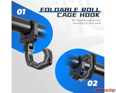 Kemimoto Roll Cage Helmet Hooks 1.6"-2" Roll Bar Polaris RZR Ranger / Can Am X3 / Kawasaki Teryx - B1201-04101BK