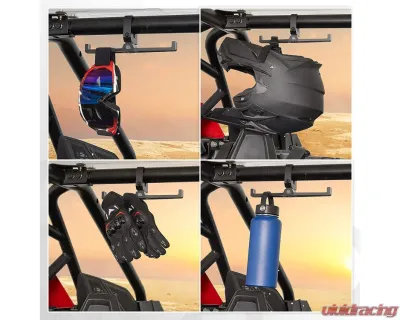 Kemimoto UTV Hanger Headset Helmet w/ 1.5"-2" Roll Cage Can Am X3 / Polaris RZR Ranger - B1201-04201BK
