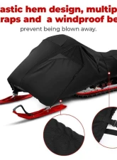 Kemimoto 600D Waterproof Snowmobile Cover s up to 119"-127" L / Heavy Duty Storage Trailerable Cover                                     - B1303-00201BK - Image 6