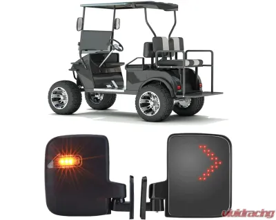Kemimoto Golf Cart Side Mirror w/ LED Turn Signal Light Club Car Ezgo Drive 29 - B1406-00201BK