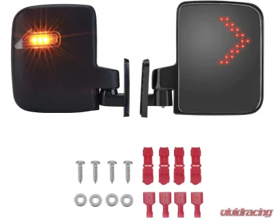 Kemimoto Golf Cart Side Mirror w/ LED Turn Signal Light Club Car Ezgo Drive 29 - B1406-00201BK