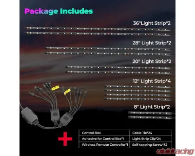 Kemimoto Golf Cart Million Colors Underglow LED Light Kit 12V 12pc - B1406-02501