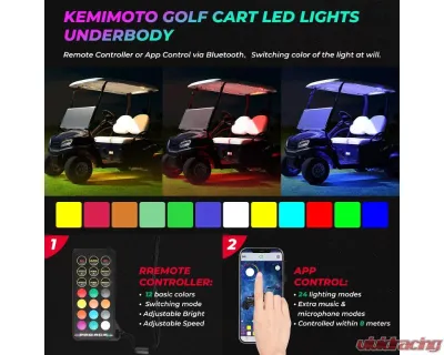 Kemimoto Golf Cart Million Colors Underglow LED Light Kit 12V 12pc - B1406-02501