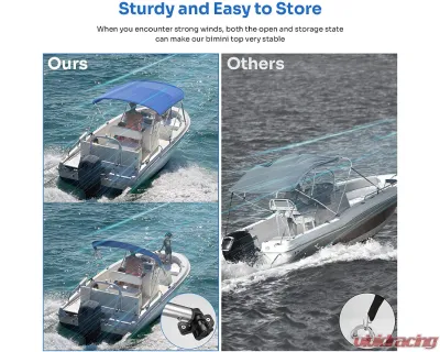 Kemimoto Pontoon Boat Bimini Top 4 Bow - B1604-01401BG
