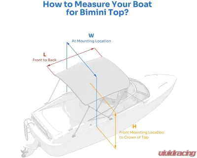 Kemimoto Pontoon Boat Bimini Top 4 Bow - B1604-01401BG
