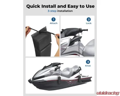 Kemimoto 4pc PVC Boat Fender BumpersJet Ski and Docking w/ Ropes - B1610-00202